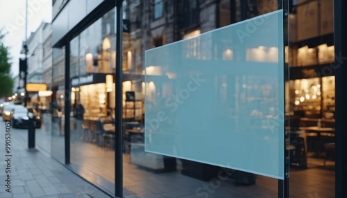 mockup on the door of a cafe or shop window, public place, ai generated, ai