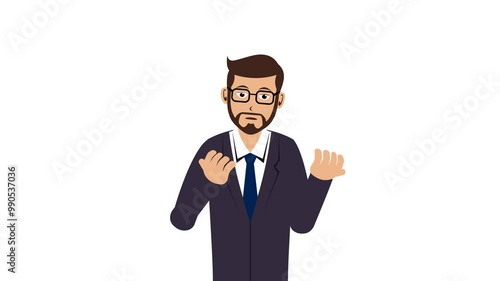 Teacher Lipsync Presentation Animation White Background Video 4K