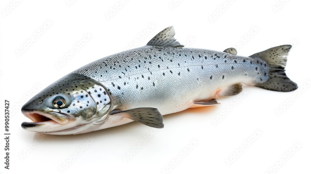 Fresh, raw salmon fish isolated on white background. Fresh, raw salmon fish isolated on white background.