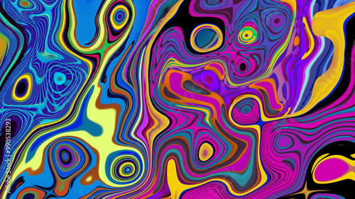 Colorful abstract psychedelic and fluid background for music