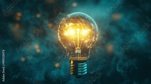 A glowing light bulb surrounded by darkness, symbolizing innovation and bright ideas shining through.