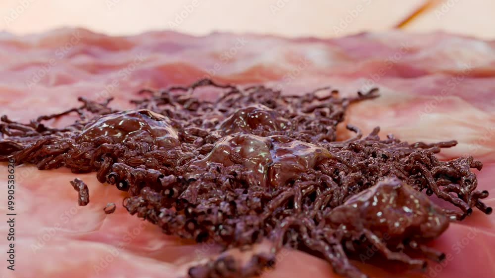 Cancer cell growth uncontrollably over tissue, Tumor infection cells ...