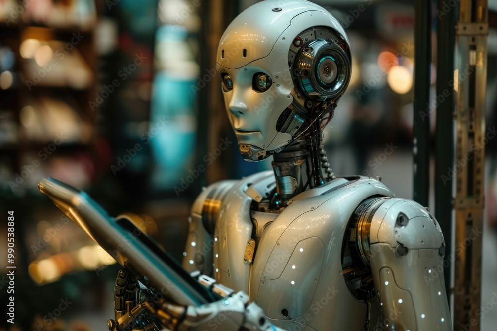 Futuristic Humanoid Robot Close-Up: Advanced AI and Robotics Technology Futuristic Humanoid Robot Close-Up: Advanced AI and Robotics Technology