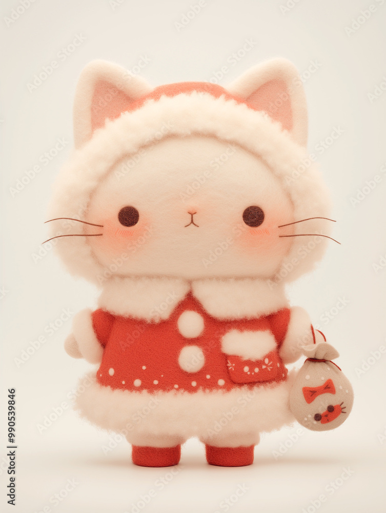 かわいいフェルト風のサンタクロース(ネコ) かわいいフェルト風のサンタクロース(ネコ)