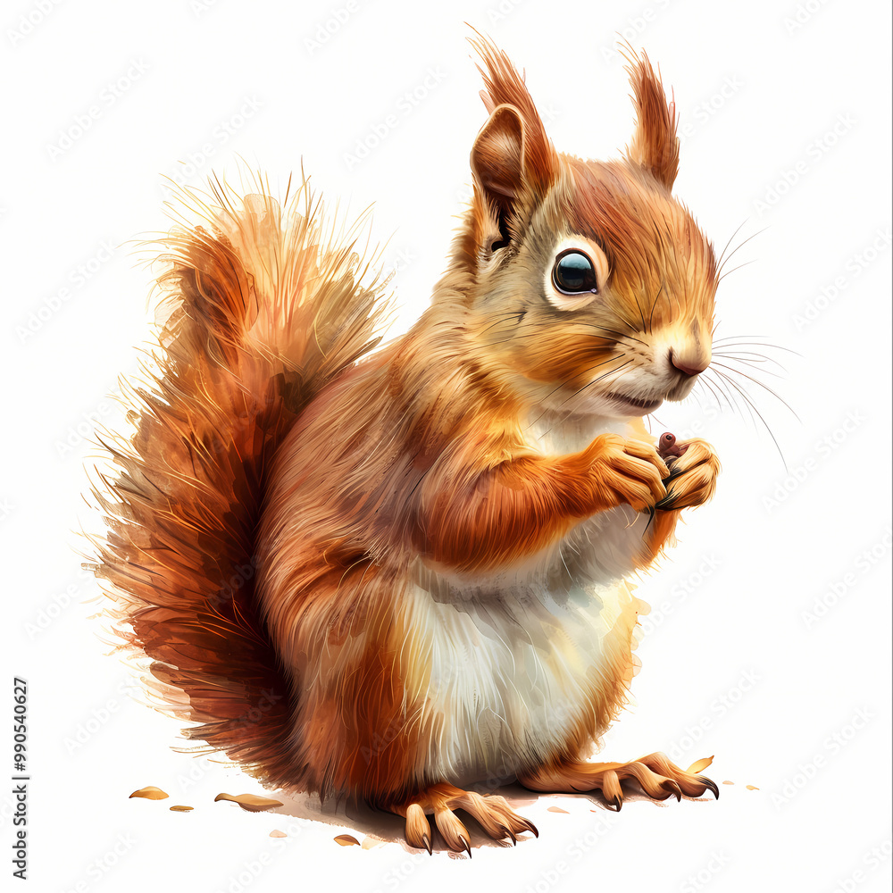 whimsical squirrel clipart on white background 