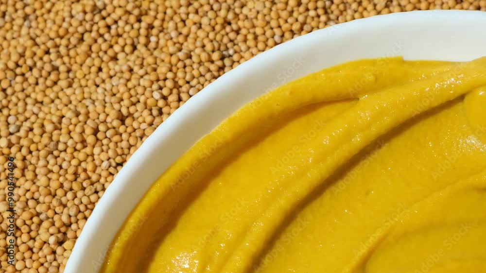 Natural Traditional Spicy Mustard Sauce Top View Natural Traditional Spicy Mustard Sauce Top View