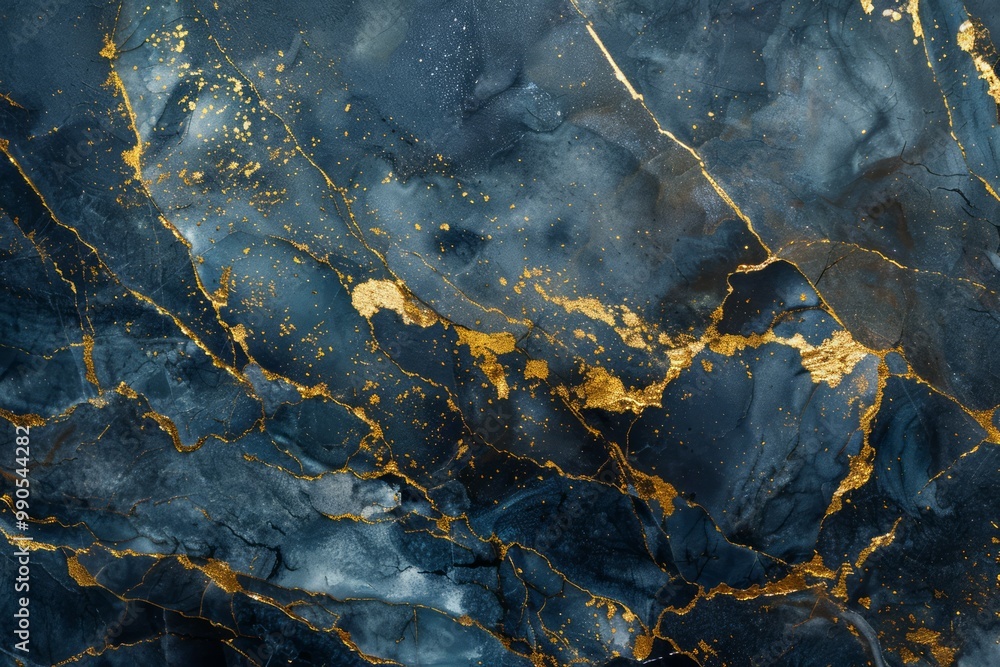 Photo of Navy blue dark marble pattern with golden veins. Background texture for backdrops or mapping Photo of Navy blue dark marble pattern with golden veins. Background texture for backdrops or mapping