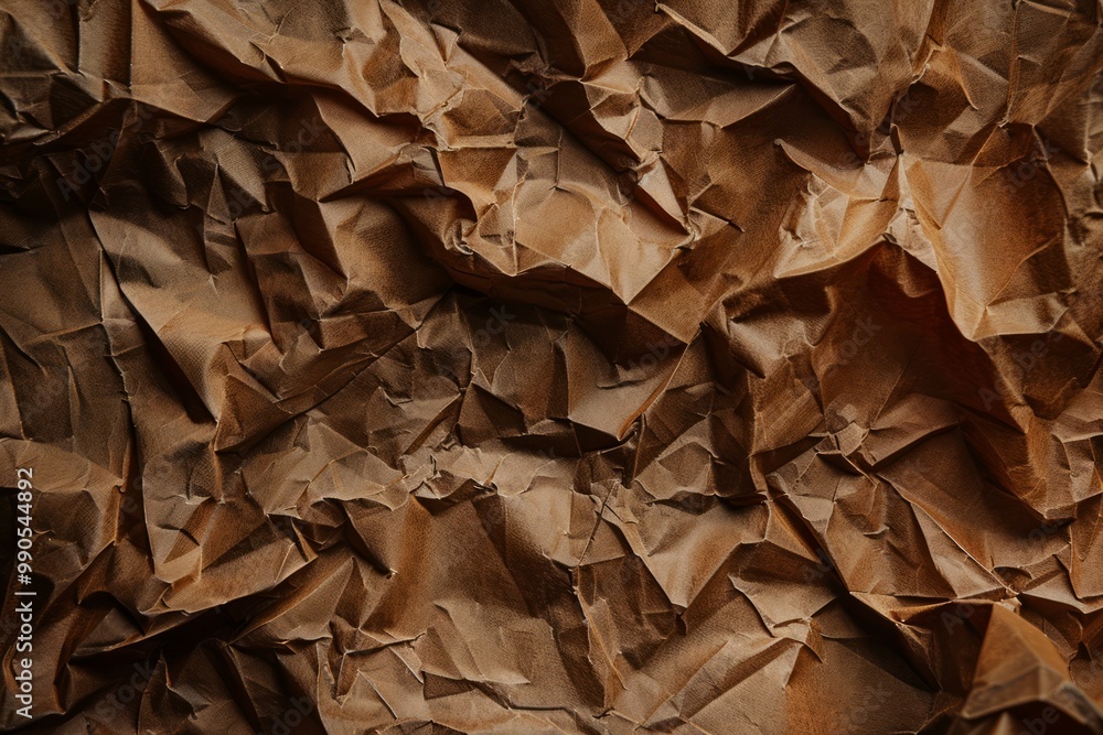 Photo of Crumpled sheet of toned brown paper. Background texture for backdrops or mapping Photo of Crumpled sheet of toned brown paper. Background texture for backdrops or mapping