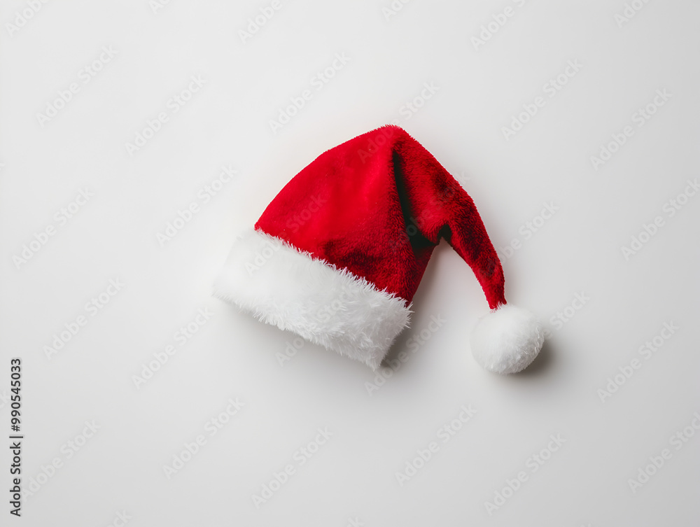 Minimalist Santa hat on a white background.
Minimalist Santa hat on a white background.
