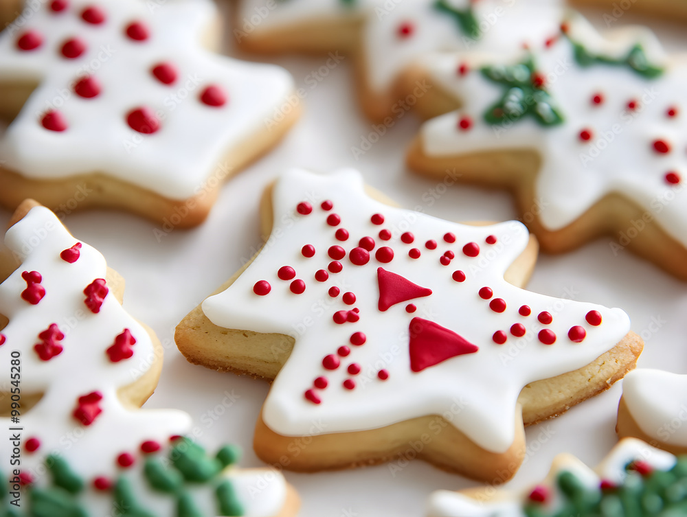 Simple holiday cookies decorated with frosting.
Simple holiday cookies decorated with frosting.