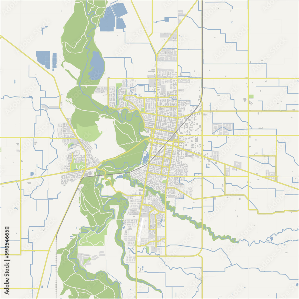 Fototapeta premium Map of Shepparton in Australia in a normal road map style. Contains layered vector with roads water, parks, etc.