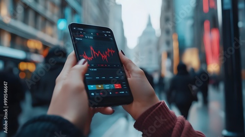 Wallpaper Mural Stock Market Analysis on Mobile Device in Urban Setting Torontodigital.ca