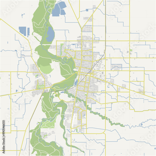 Map of Shepparton in Australia in a normal road map style. Contains layered vector with roads water, parks, etc. photo