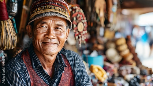 Traditional Artisan in Colorful Market Setting