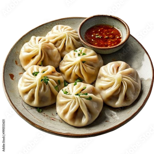 Steamed Nepalese Momos with Spicy Dipping Sauce