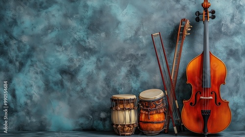 Seven-string electric guitar made of dark wood. Shot on a white background. Background for music and creativity.