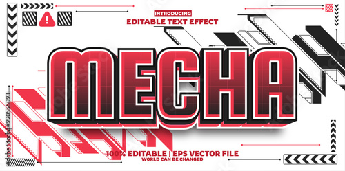 Mecha editable text effect in new modern trend style