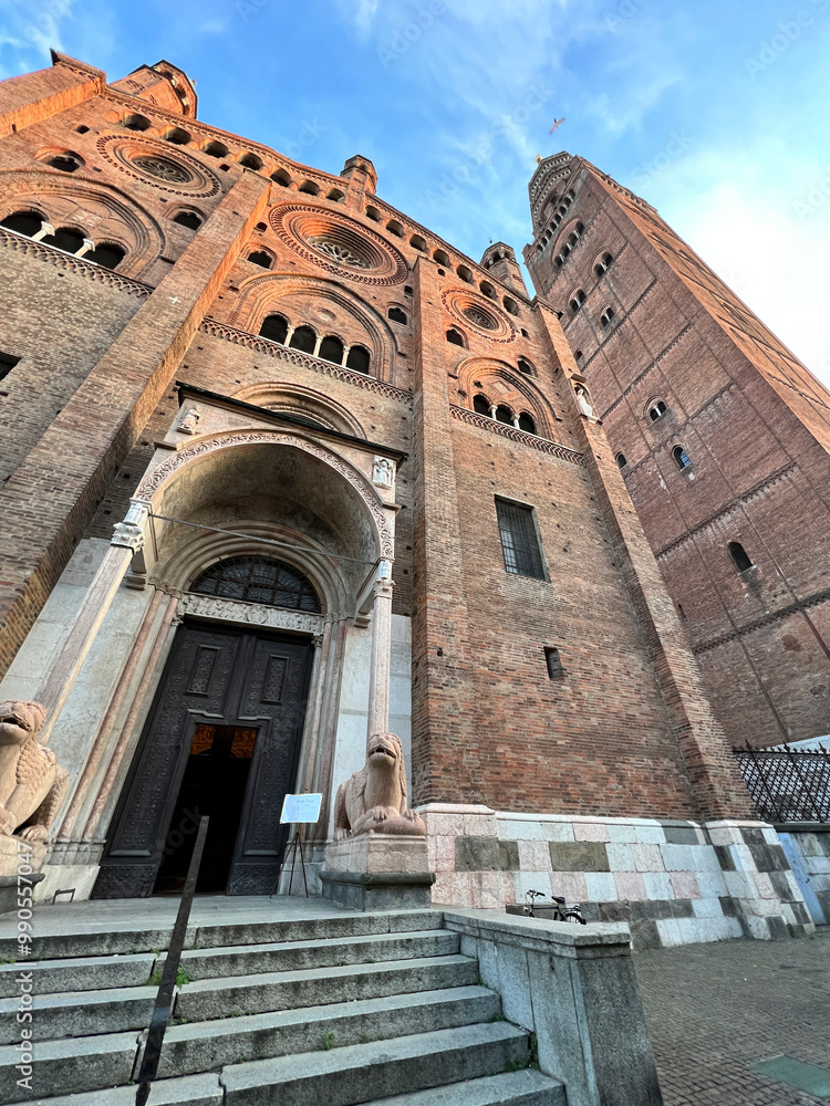 Fototapeta premium Cremona cathedral panoramic view from below. High quality photo
