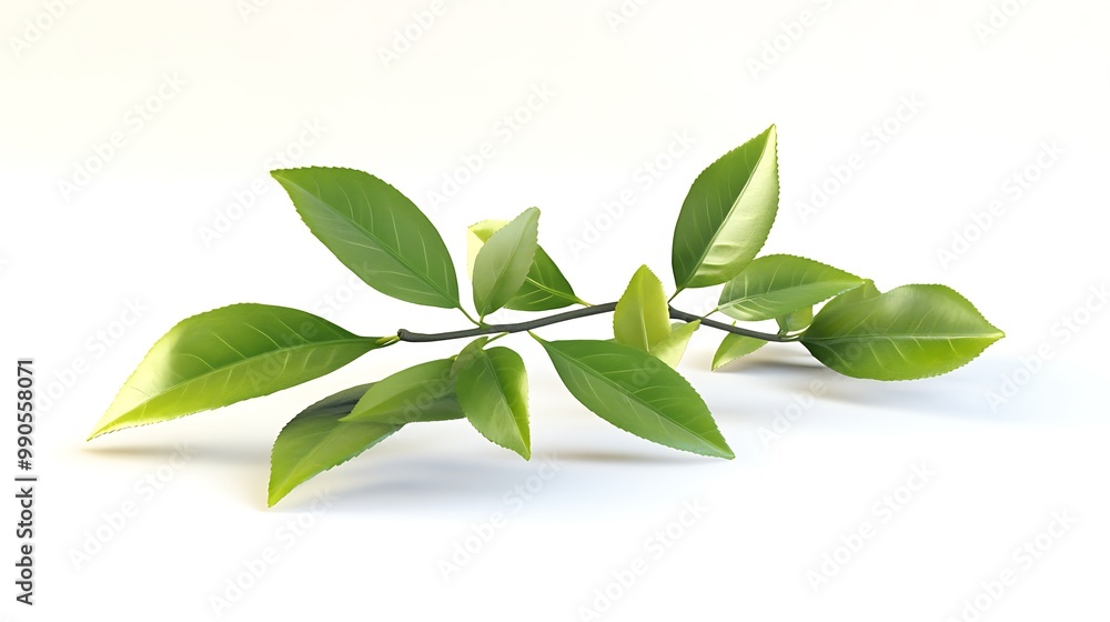 Green Leaves on White Background Green Leaves on White Background