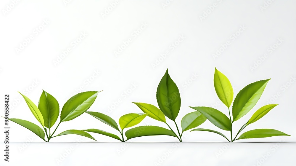 Green Leaves on White Background Green Leaves on White Background