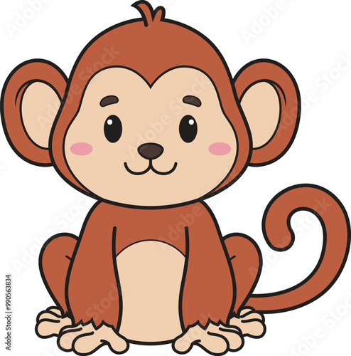 Canvas Print Cartoon cute monkey safari animal vector illustration
