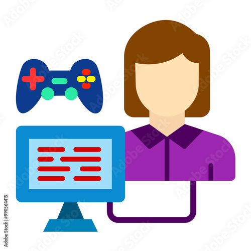Vector Design Game Modder Female Icon Style