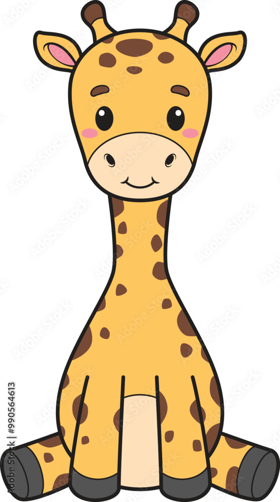 Naklejka premium Cartoon cute giraffe safari animal vector illustration
