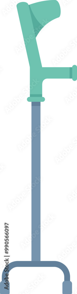 Underarm crutch is standing on white background, medical equipment helping people with leg trauma to walk Underarm crutch is standing on white background, medical equipment helping people with leg trauma to walk