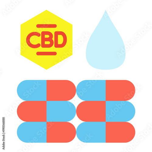 Vector Design Bio Cbd Per Capsule Icon Style