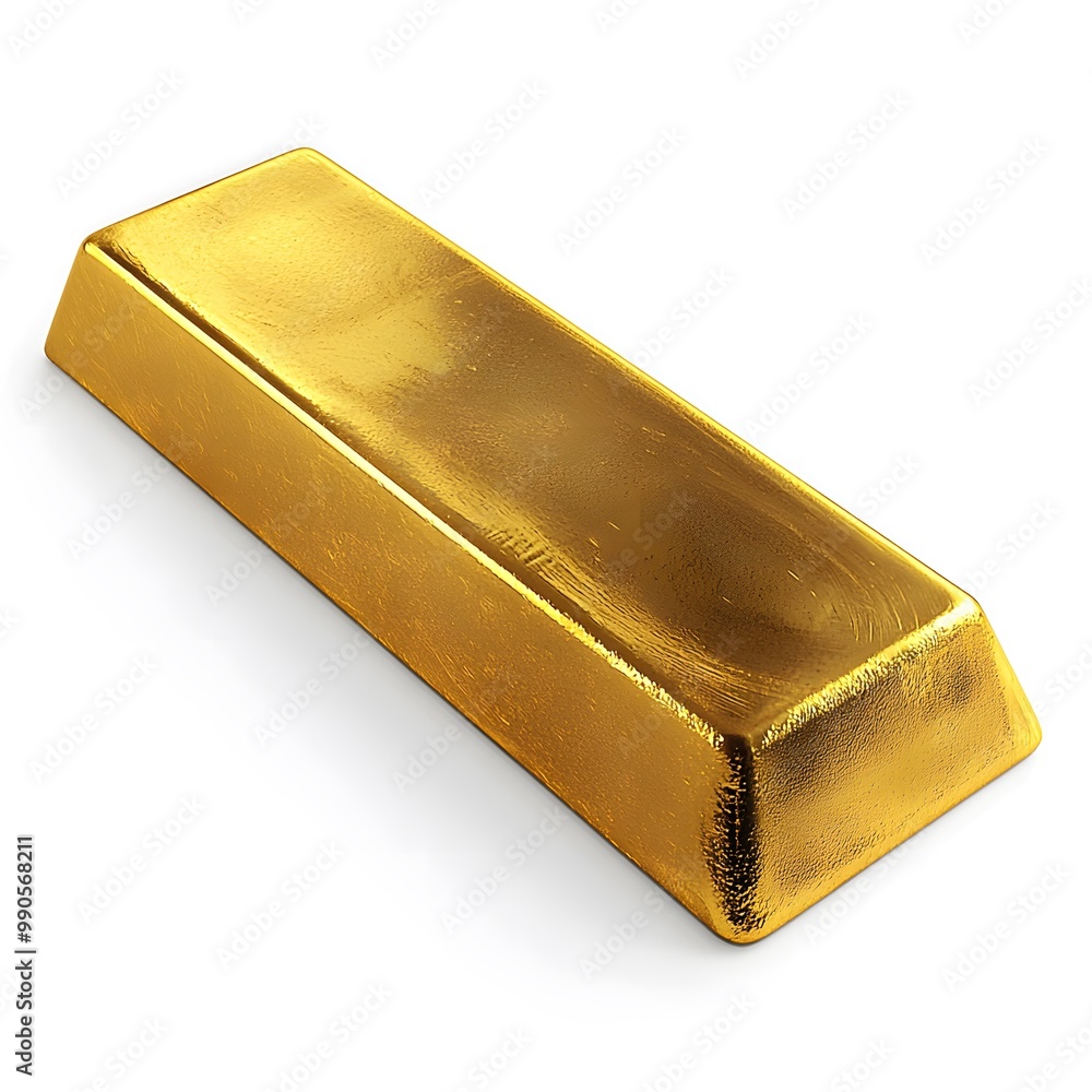 Isolated Gold Bar on White Background with Smooth Edges Isolated Gold Bar on White Background with Smooth Edges