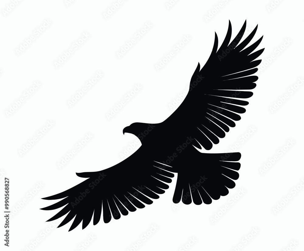 Obraz premium Golden eagle silhouette editable EPS vector isolated illustration template on a white background