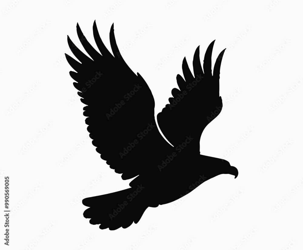 Obraz premium Golden eagle silhouette editable EPS vector isolated illustration template on a white background