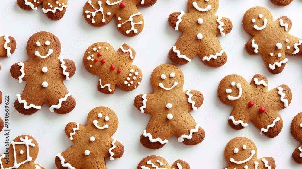 Set of christmas homemade gingerbread cookies isolated on the white background Set of christmas homemade gingerbread cookies isolated on the white background