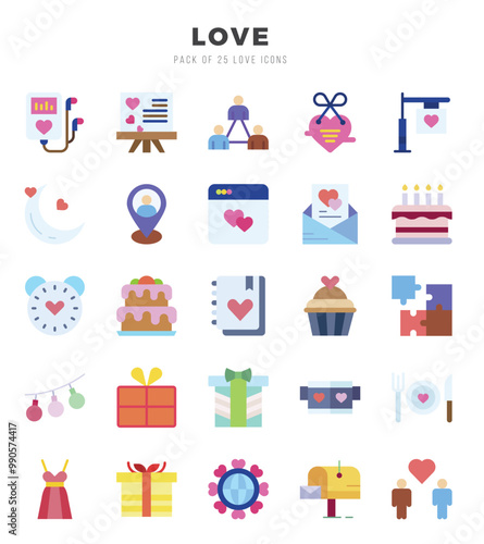 Love Icons bundle. Flat style Icons. Vector illustration.