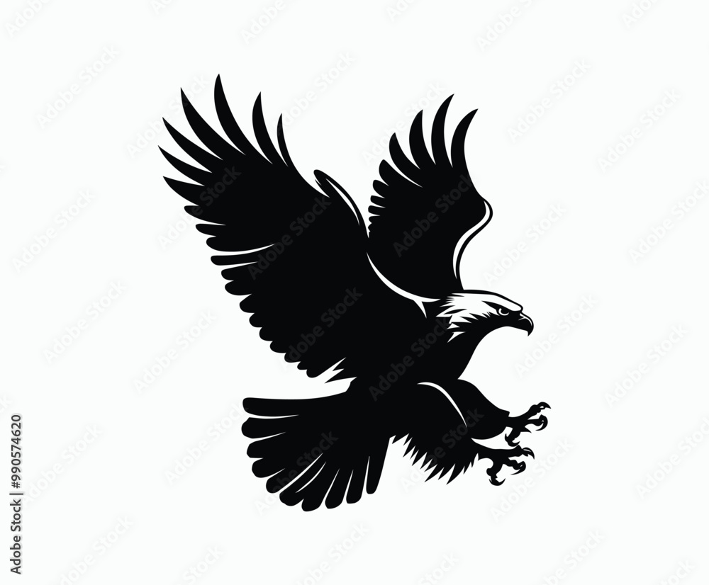 Golden eagle silhouette editable EPS vector isolated illustration template on a white background Golden eagle silhouette editable EPS vector isolated illustration template on a white background