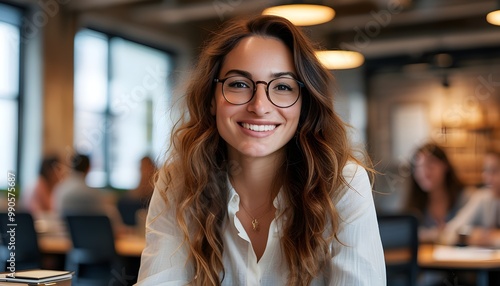 Confident Woman in New York Coworking Space, Smiling Portrait of a Copywriter Planning Creative Training for Startup Development