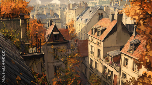 Anime Manga Art of European Rooftops – Beautiful Scenic View