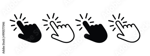 Hand cursor icon set. Hand cursor icon click. Pointer cursor sign and symbol. 