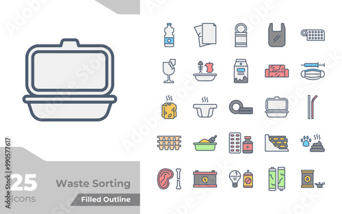 Waste Sorting Filled Color Icons