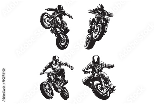 Extreme Motorcycle Stunt Silhouette Vector Design