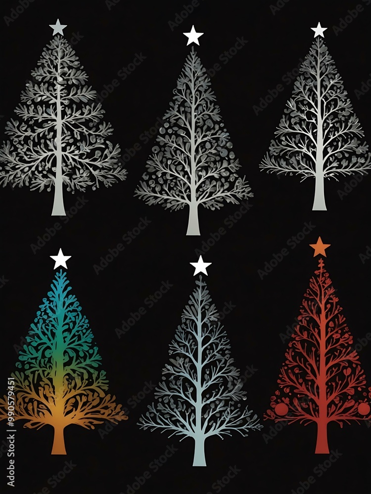 Obraz premium Another versatile Christmas tree silhouette collection.