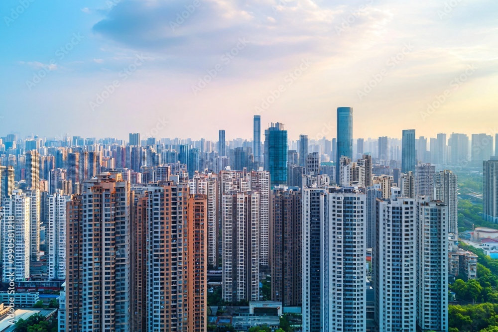 Obraz premium Cityscape with Modern Architecture and Blue Sky