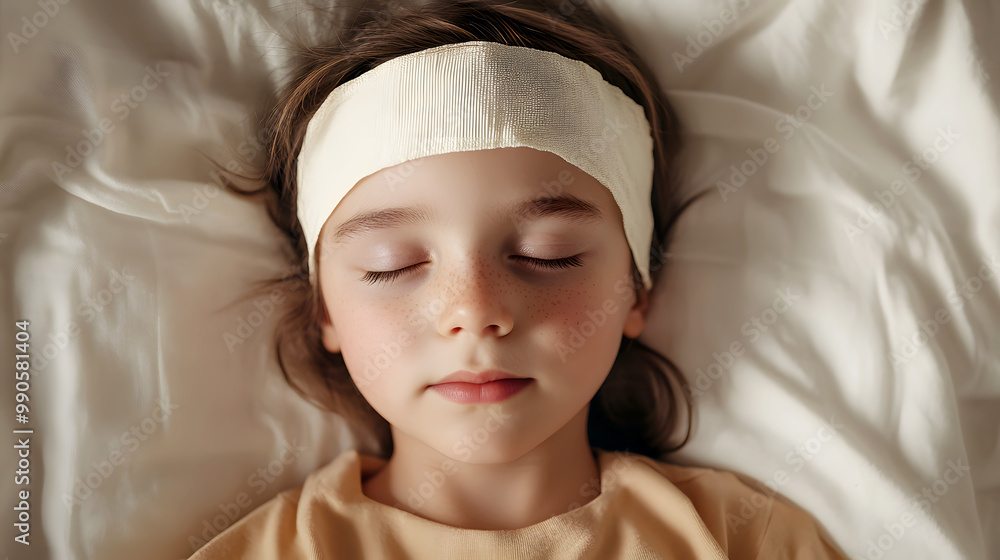 Child Resting with Cooling Gel Sheet on Forehead Child Resting with Cooling Gel Sheet on Forehead