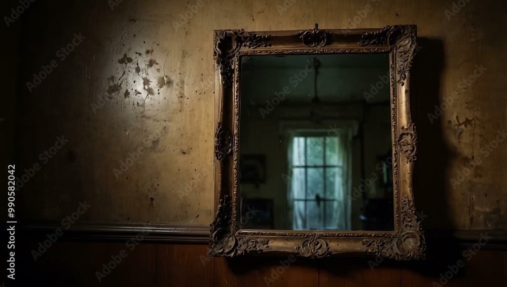 Antique mirror in a haunted house. Antique mirror in a haunted house.