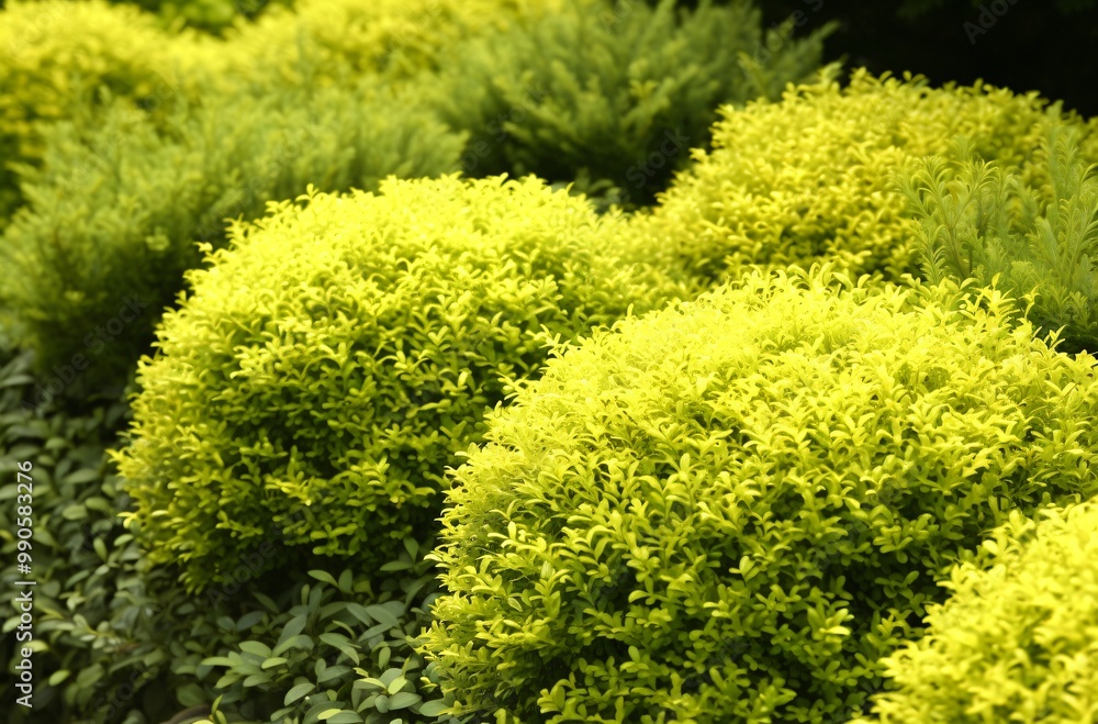 Lush Green Foliage Vibrant Yellow Leaves Closeup Nature Texture Lush Green Foliage Vibrant Yellow Leaves Closeup Nature Texture