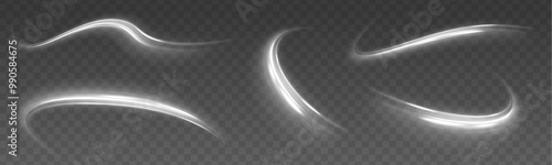 Glitter particles with lines.Swirl effect. Vector comet with large dust. Glowing white spiral on isolated background for your New Year design. Speed ​​abstract lines effect. 