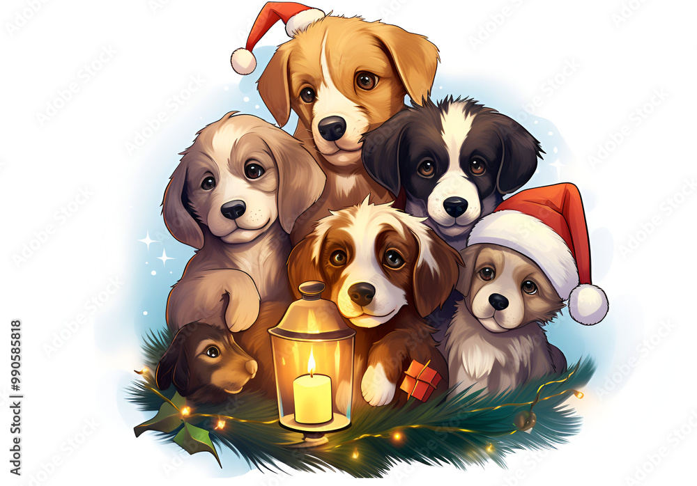 dog and christmas light