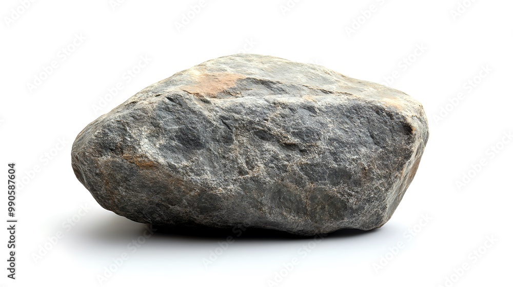 A Grey and Yellow Rock Isolated on a White Background A Grey and Yellow Rock Isolated on a White Background