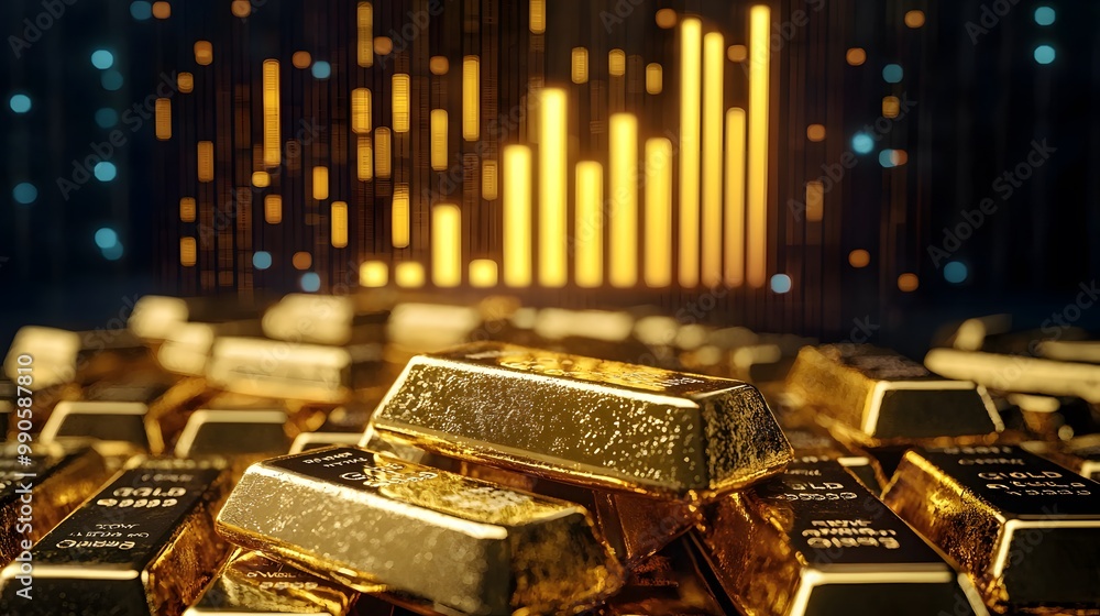 Solitary Pile of Gold Bars with Glowing Background Solitary Pile of Gold Bars with Glowing Background