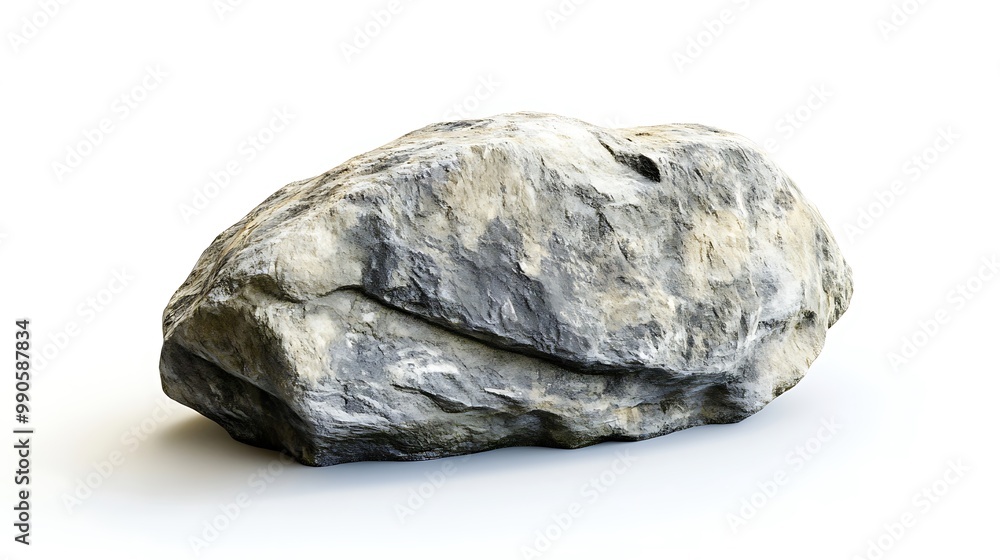 A Grey and Yellow Rock Isolated on a White Background A Grey and Yellow Rock Isolated on a White Background